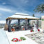 Pavillon de jardin permanent en aluminium 12 pi x 20 pi avec toit double en acier galvanisé pour terrasse et jardin, rideaux et filet inclus, gris-82941089