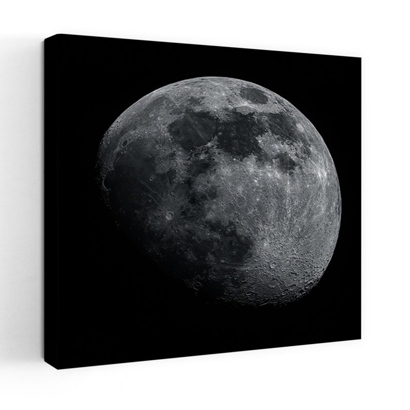 Sphère lunaire cosmique, paysage abstrait contemporain, impression d'art mural nature, H 48 po x l 48 po