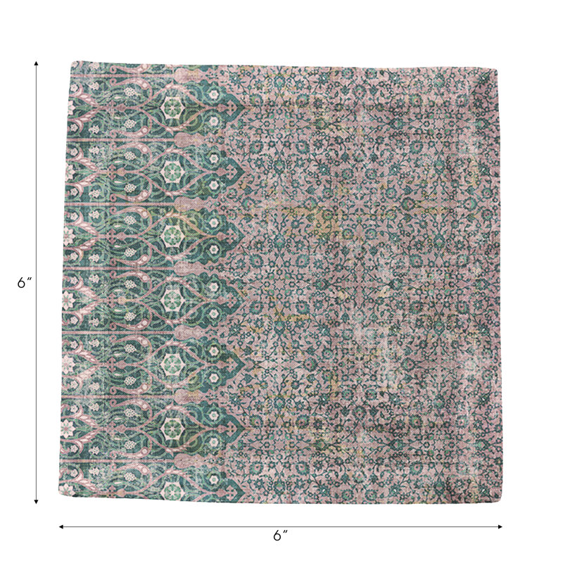 Square Napkins, Green Pink