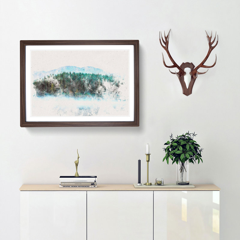 Fir Tree Forest - Picture Frame Painting Print, 62cm H x 87cm W x 2cm D, Walnut Framed