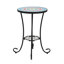 Superbe table d'appoint avec tablette pour patio, carreau de céramique bleu + noir, fabrication en fer, 14 po x 14 po x 21,55 po, tablette à rayures bleues et noires, structure élégante et pratique