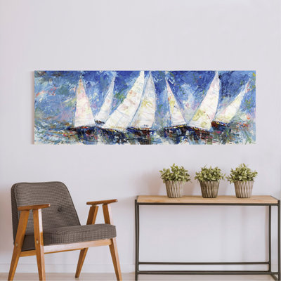 Sailboats In An Evening Regatta by Luigi Florio - Wrapped Canvas Painting