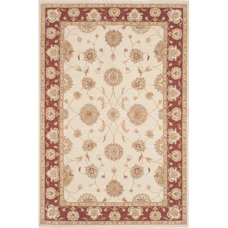 Tapis zone en laine 10 pi 6 po x 9 pi 10 po one-of-kind à la main-noué la 2010 chobi crème Kalyssa