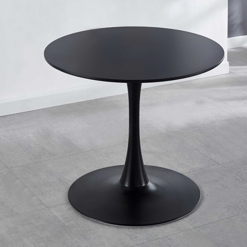 32"Modern Round Dining Table with Round MDF Table Top,Metal Base, Leisure Coffee Table, Black, 28.74" H x 31.5" W x 31.5" D