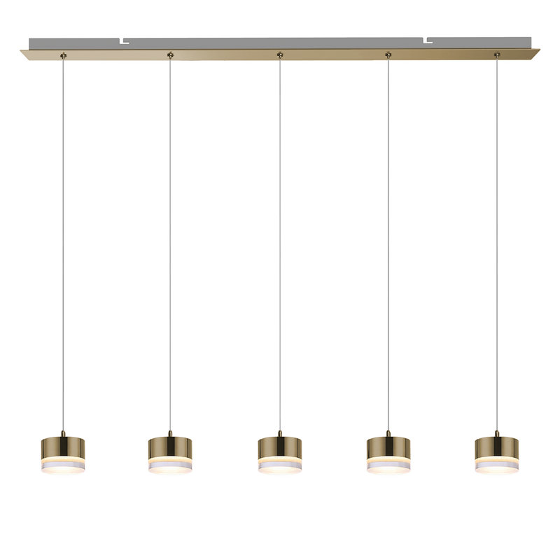 Barnsdall 5 - Light Kitchen Island Pendant, Brushed Brass