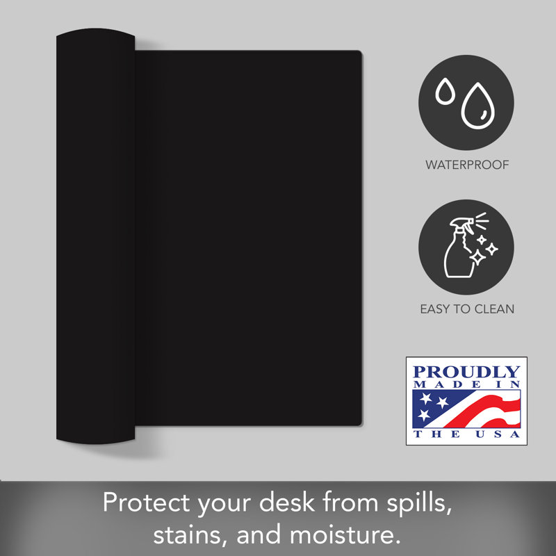 CounterArt Large Waterproof Desk Protector Mat 32" x 16", Black