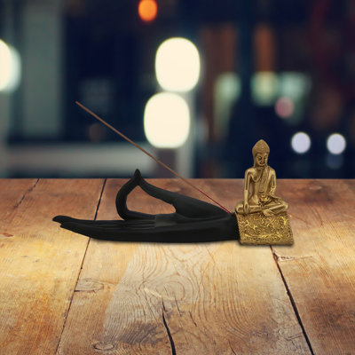 9.50"W Black Buddha Hand Incense Burner