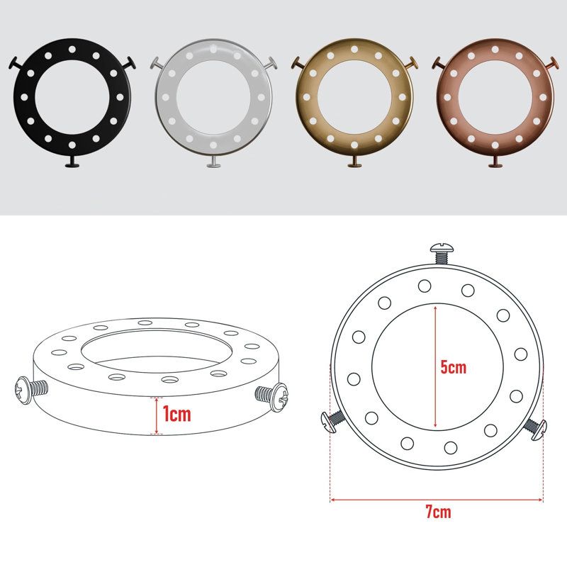 Retro Metal Pendant Light Shade Ring, Rose Gold