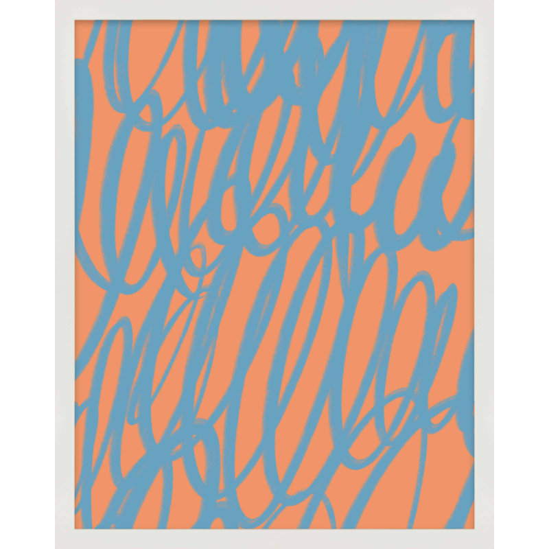 Zeya Color Squiggles 1 par Jacques Pilon - Art mural encadré, Papier avec cadre blanc blanc, H 38 po x l 30 po x P 1,25 po