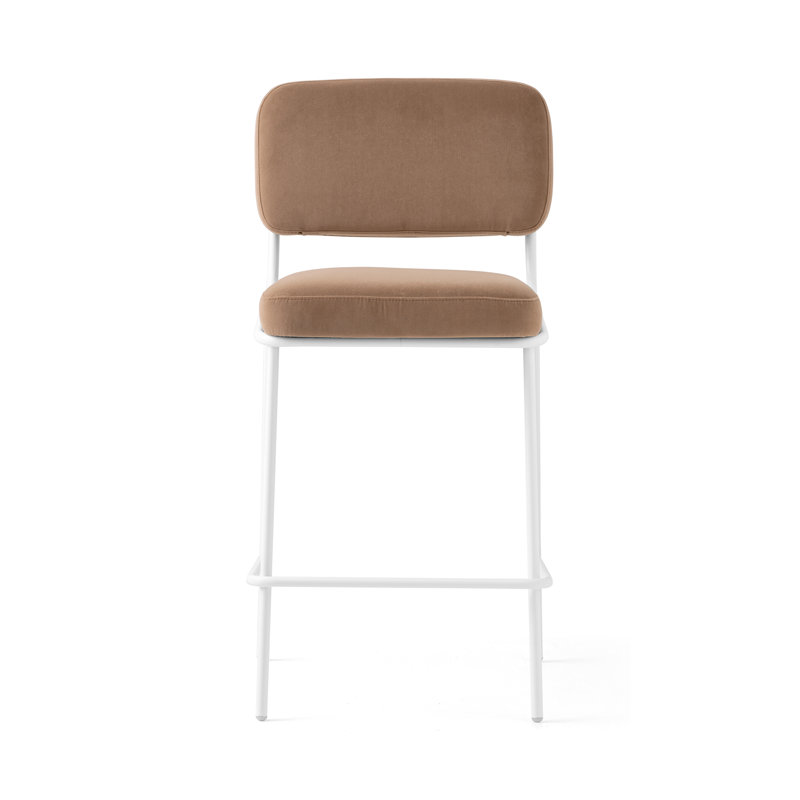 Sixty Upholstered Counter Stool with Metal Frame, Counter Stool (25.63" Seat Height), Painted Brass, Camel Brown