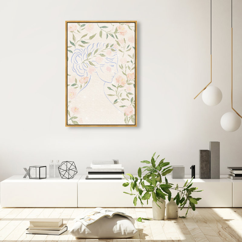 Blooming Hera Print by Oliver Gal, 55"H x 37"W, Gold Floater Frame