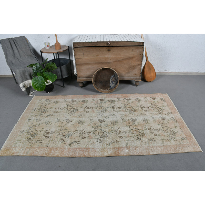 Tapis de couloir turc en laine rétro fait à la main à motif rétro idéal pour ajouter de la chaleur orange / vert