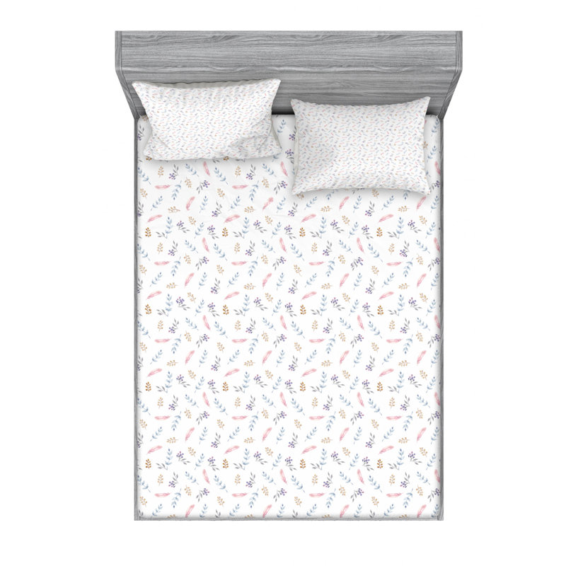 Microfiber Floral Sheet Set, Full Sheet Set with Fitted Sheet, Leaf