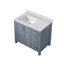 Meuble-lavabo gris foncé 36 po X P 22 po D, gauche décalé et plateau en marbre de culture-117978686