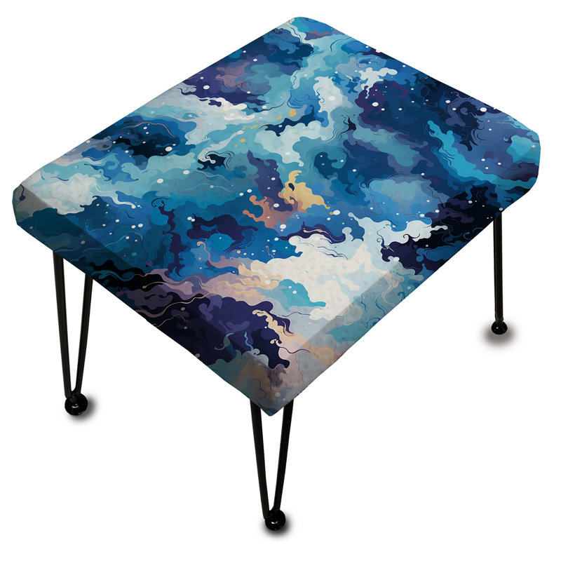 Blue Celestial Aura Camouflage - Abstract Rectangle Ottoman