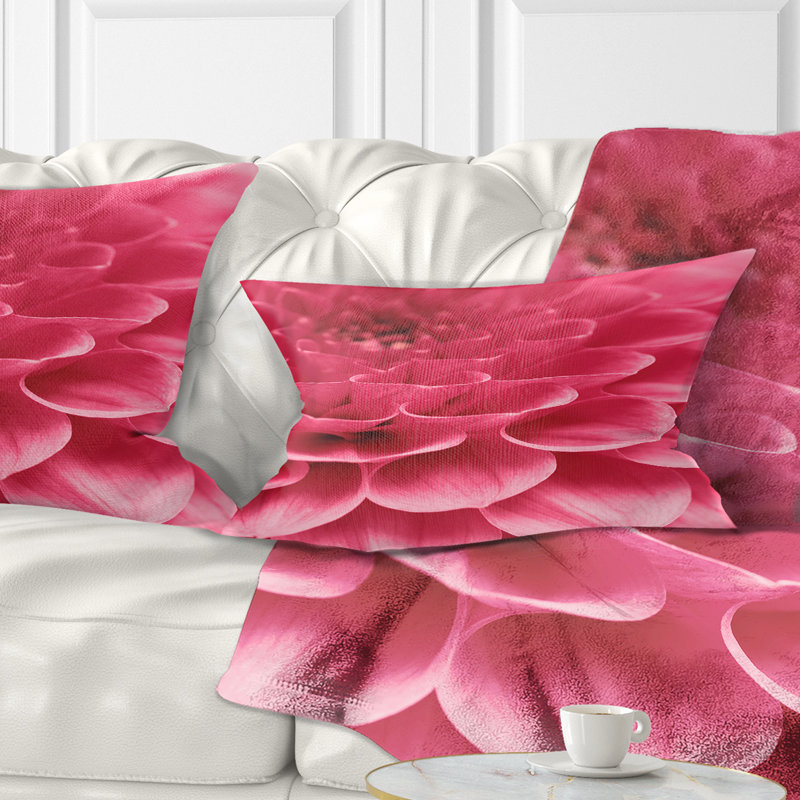 Coussin lombaire à fleurs abstraites à motif floral doux rose