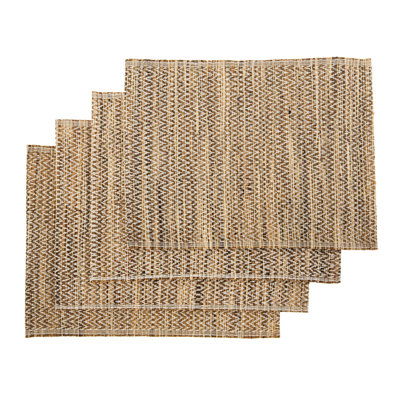 Ensemble de 4 napperons rectangulaires rectangulaires en jacinthe d'eau 19 po x 14,25 po, tons bruns