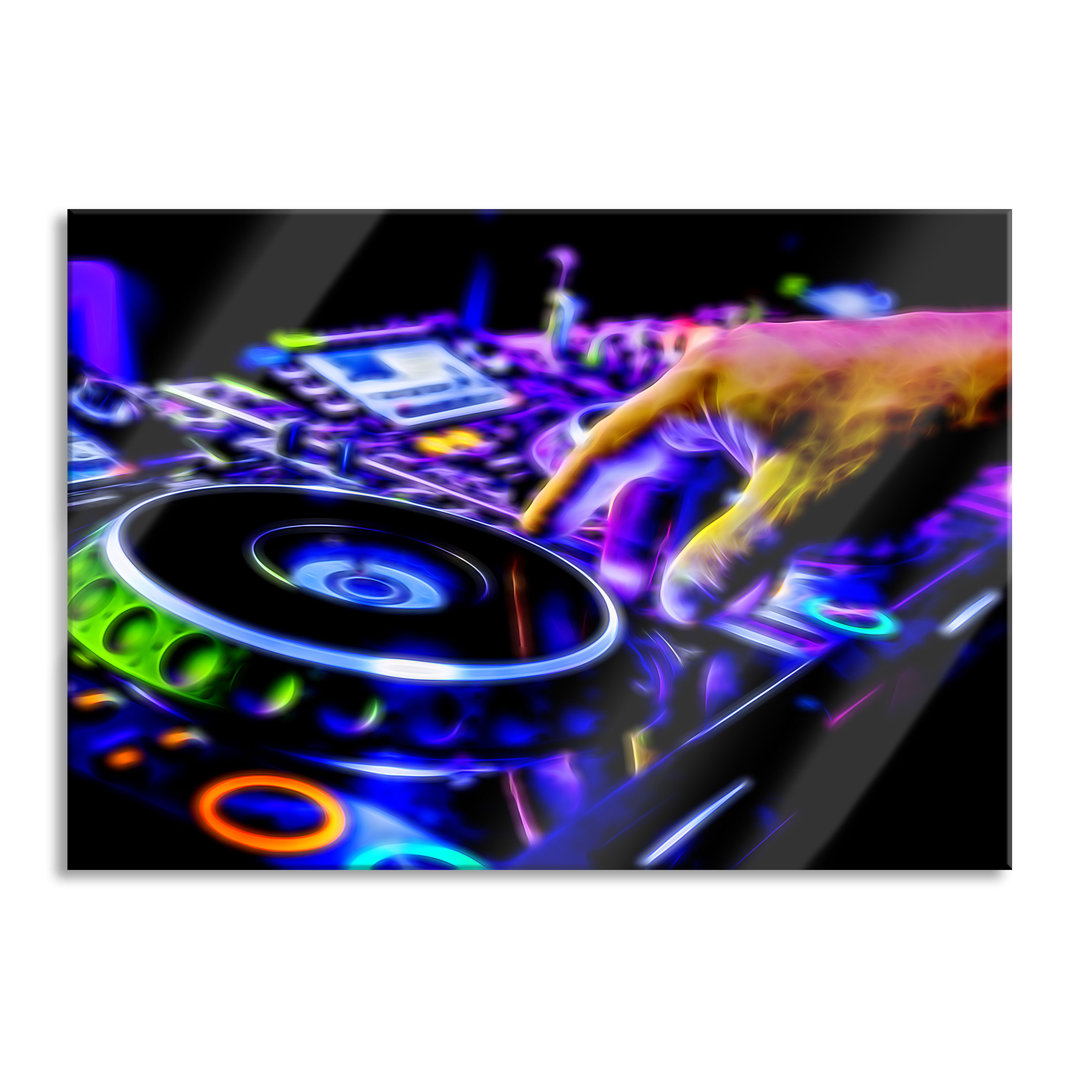 Glasbild DJ Decks Coole Musik