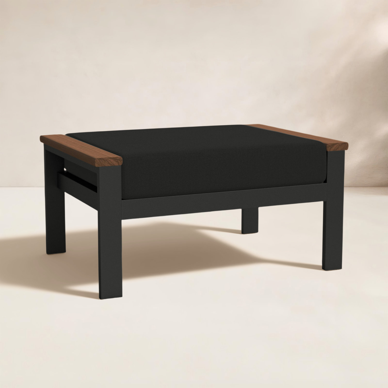 Townsend Sunbrella® Patio Ottoman, Canvas Black Sunbrella® Canvas, Yes, Brown