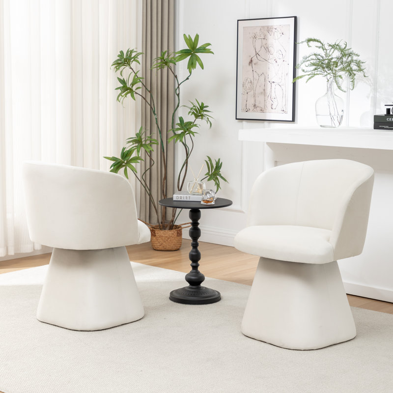 Dantzler Velvet Swivel Upholstered Dining Chair, Beige