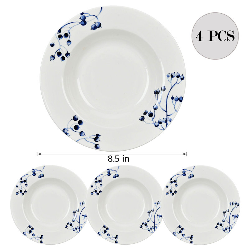 Assiette plate en porcelaine de 8,5 po Darryl, ensemble de 4