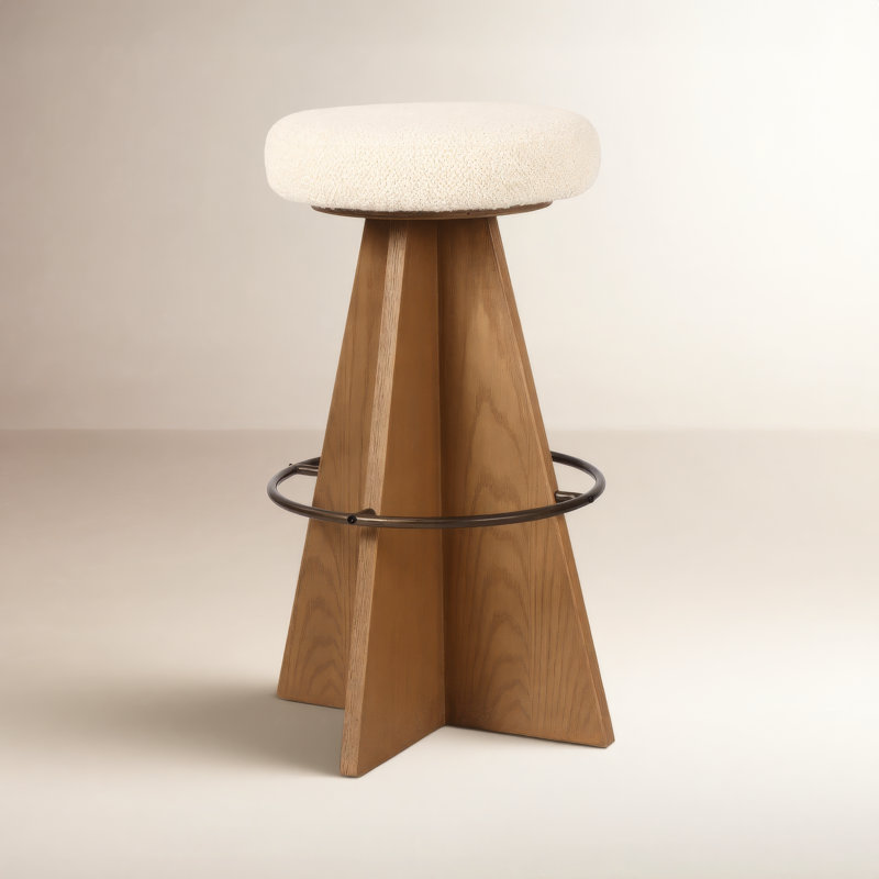 Damon Swivel Stool-Sapphire Khaki-Counter, Counter Stool (27.75" Seat Height), White, Brown