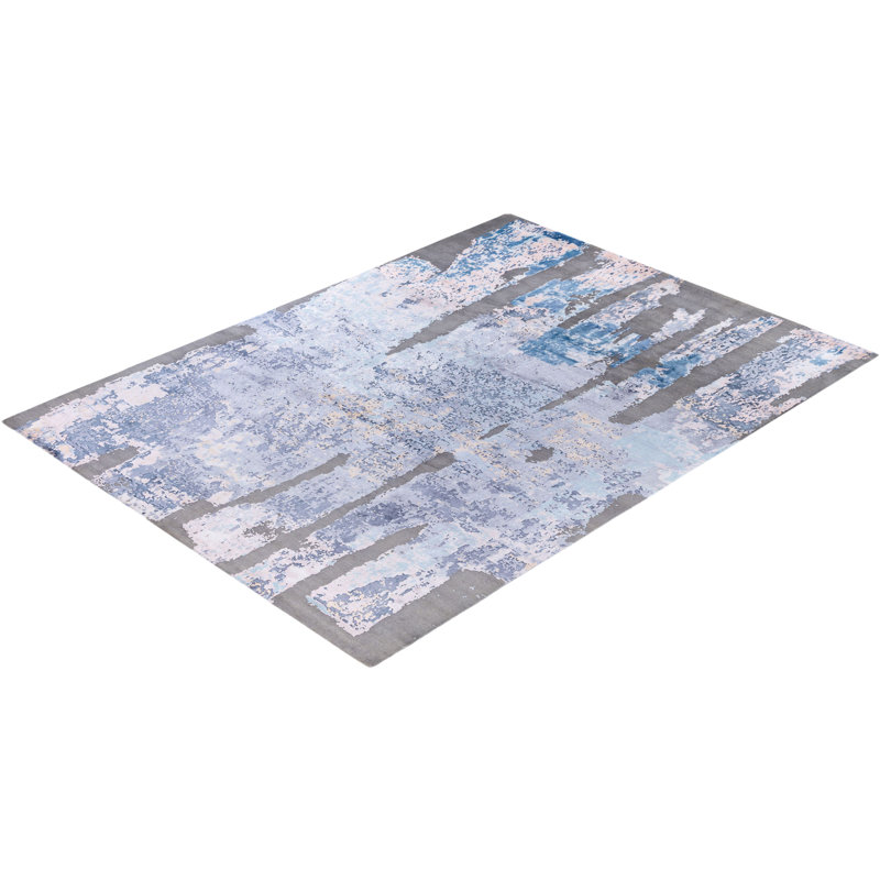 Tapis unique noué à la main gris Richey 9 pi 0 po x 12 pi 3 po