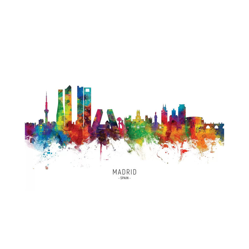 «Madrid Espagne Skyline» par Michael Tompsett, impression sur toile tendue, H 40 po x l 60 po x 1,5 po