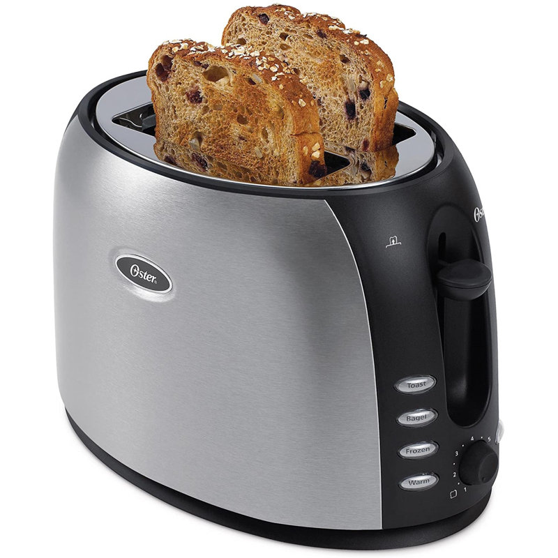 Black and Stainless Steel 2-Slice Wide Slot Toaster