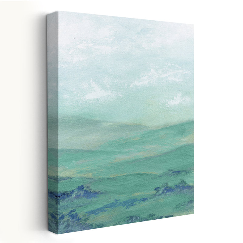 Green Hills For Miles I, paysage contemporain, aquarelle abstraite, colline, H 48 po x l 32 po