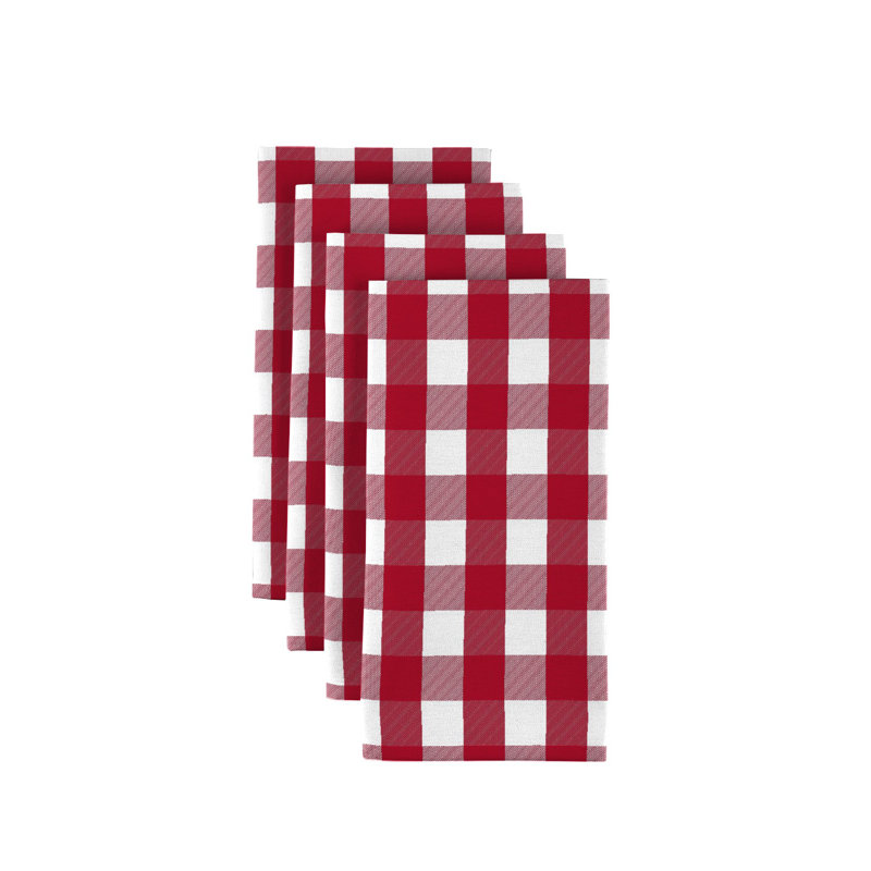 Polyester Plaid Square Napkin, Red