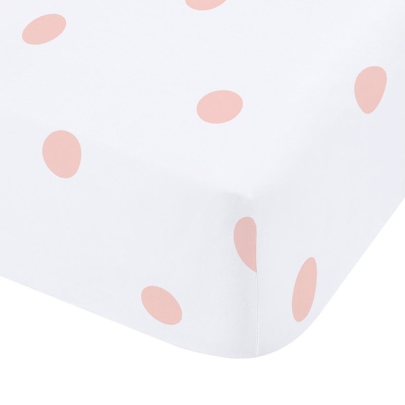 Brushed Polka Dot Cotton Fitted Sheet, Pink, Single (3')