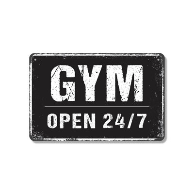 Enseigne de fantaisie en aluminium 10 po x 14 po Open 24 7 Gym Home Fitness Center