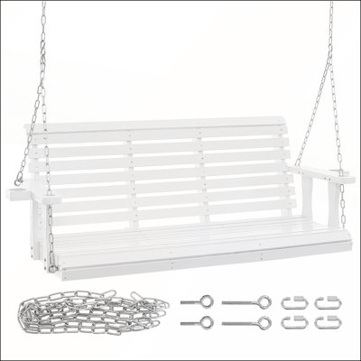 Durable Wooden Porch Swing 5.5 ft, Heavy Duty Patio Bench with 880 lbs Load Capacity, Weather-Resistant and Comfortable for Outdoor Use