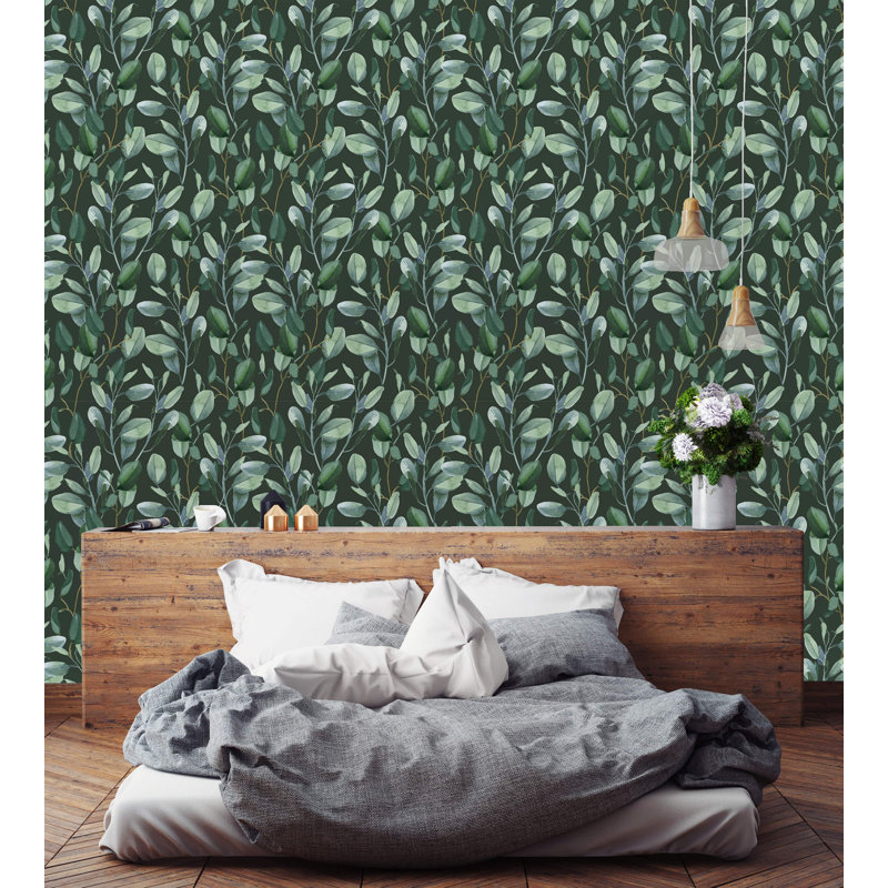 Rouleau de papier peint adhésif à feuilles d'eucalyptus, L 10,42 pi x l 25 po