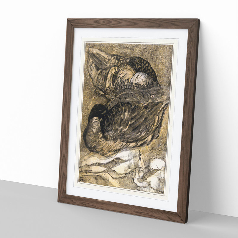 Two Sleeping Ducks by Theo Van Hoytema - Framed Print, 36cm H x 27cm W x 2cm D, Walnut Framed
