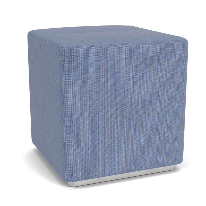 Repose-pieds Darsey, Chambray bleu marine clair, Argent argent