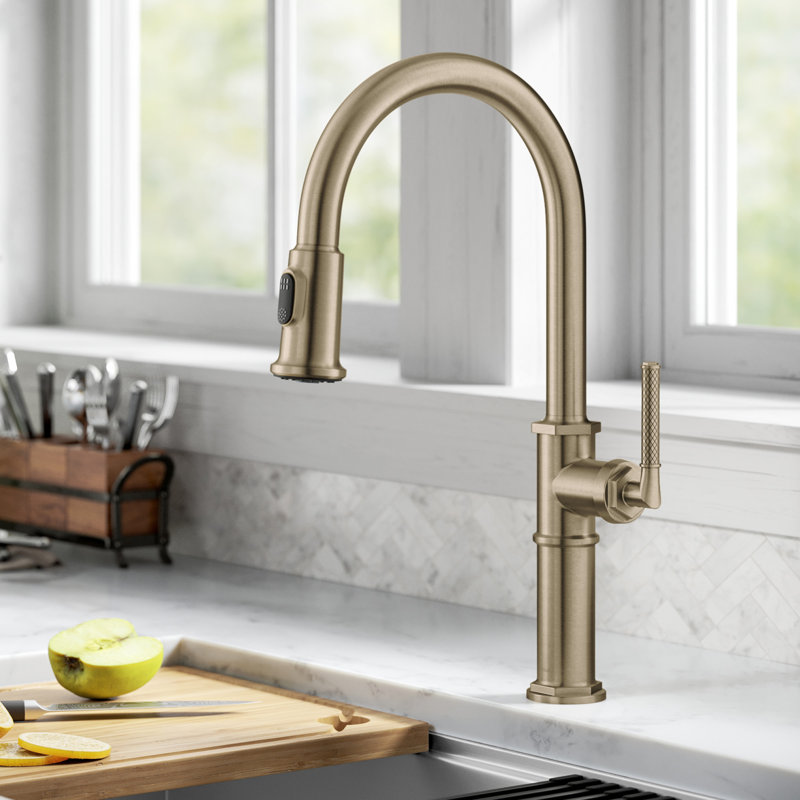 KRAUS Allyn Pull-Down Single Handle Kitchen Faucet, Brushed Gold