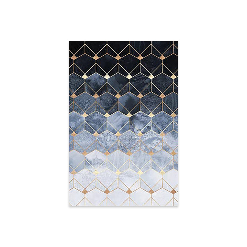 «Blue Hexagons and Diamonds» par Elisabeth Fredriksson - impression non encadrée, H 16 po x l 24 po x P 0,25 po