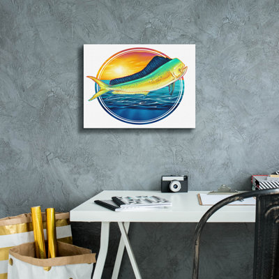  'Dolphin Fish Illustration' by Flyland Designs, Canvas Wall Art, 16" x 12"