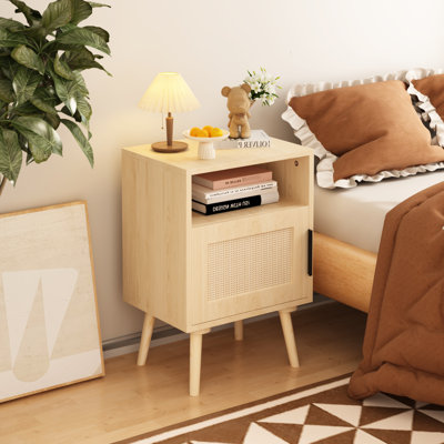 Table d'appoint avec tablette ouverte - pieds en bois massif, pièce de porte de table de chevet décorative en chêne magnifique