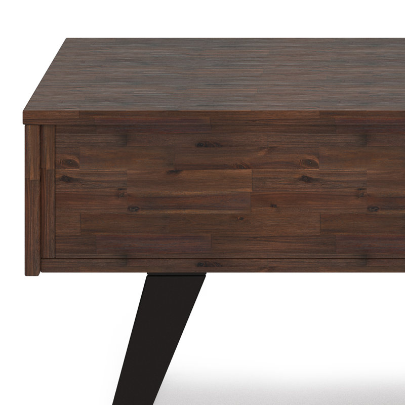 Lowry Distressed Charcoal Brown Wood and Metal Lift-Top Coffee Table