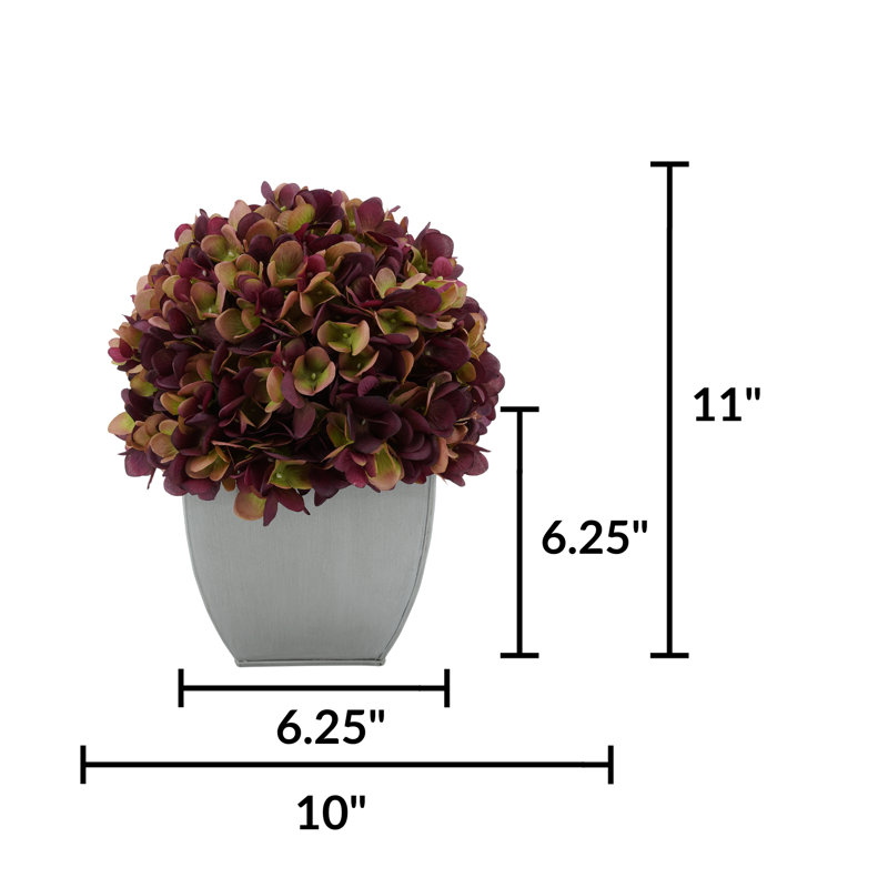 Arrangement d'hortensias en prune, Prune, Argent