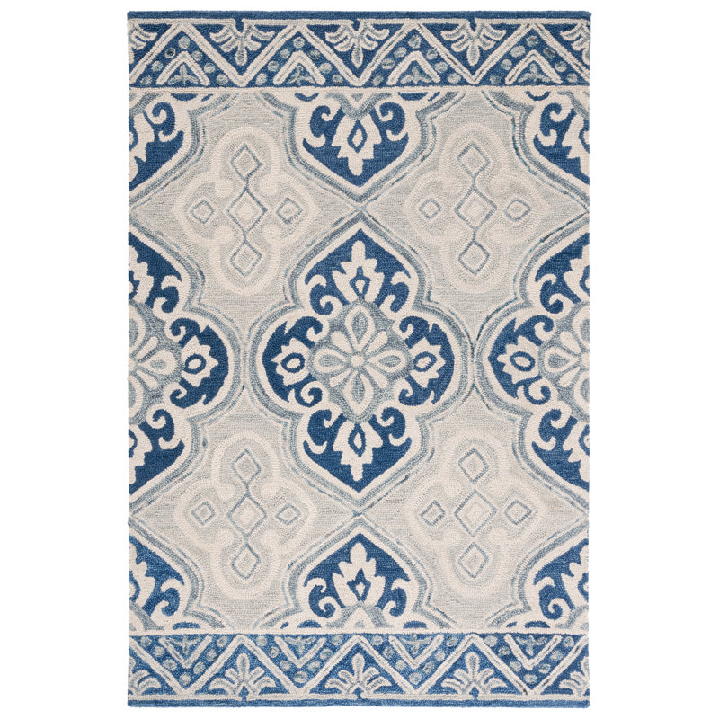 Empris Hand Tufted Wool Geometric Rug, Rectangle 4' x 6'