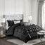 Édredon 7 pièces Glorious Black King - 100%, comprend 2 taies décoratives, 3 coussins décoratifs, 1 édredon, jupe de lit au design magnifique, jupe, lavable-124826368-124826371