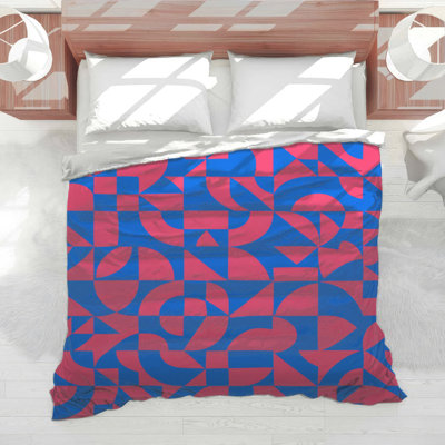 Blue Pink Geometric Shapes Comforter