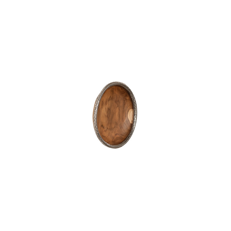 Teak Wood Bowl Wall Art, Metallurgy Edge, 12" H x 12" W x 2" D