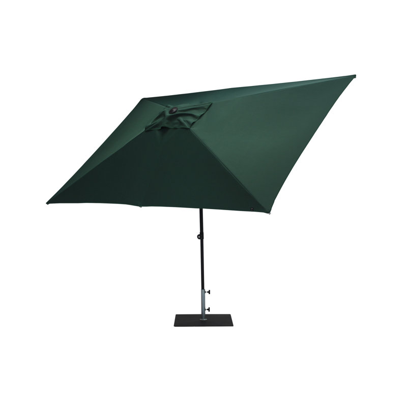 Anirvesh 300 cm W X 200 cm D Rectangular Market Parasol with Manual Lift, Dark Green