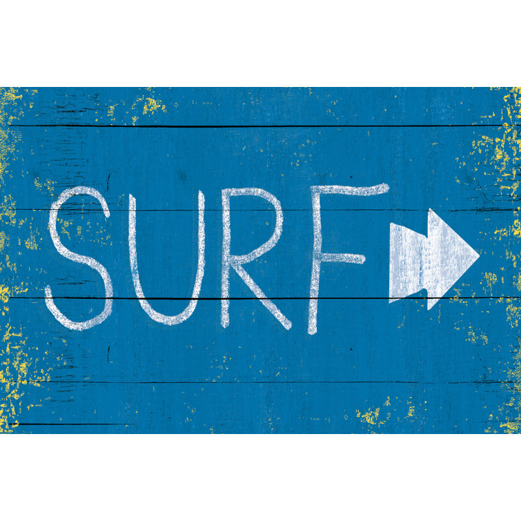 Surf Sign by Unknown - Wrapped Canvas Typography Print