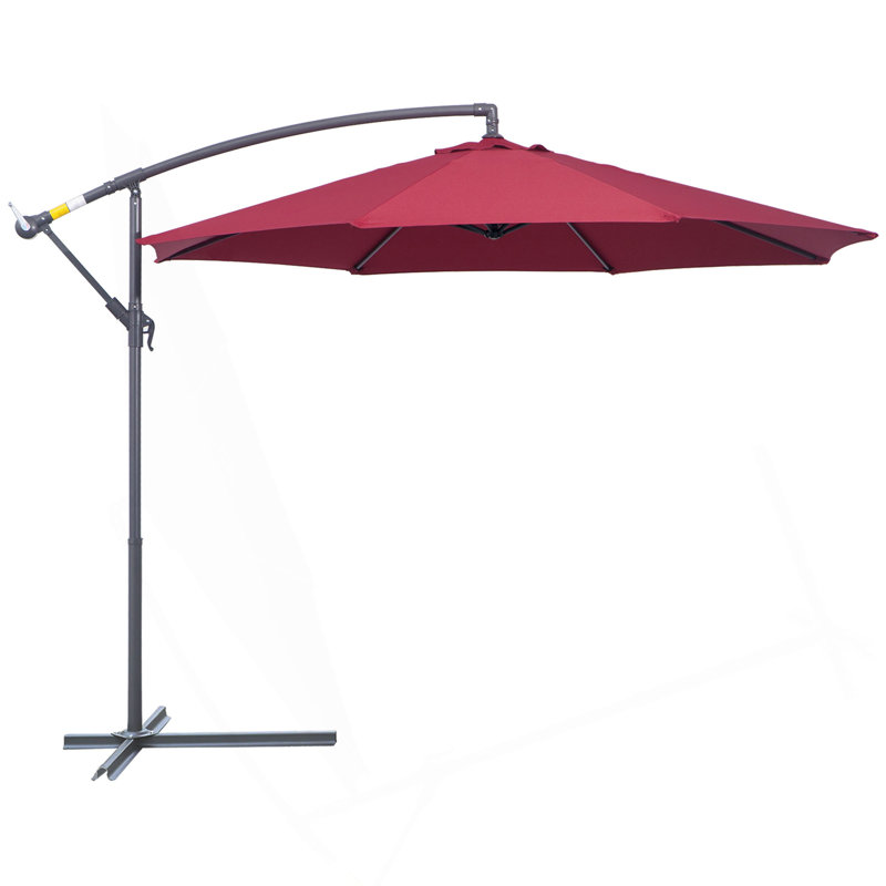 Parasol de patio décalé avec base de parasol en porte-à-faux
